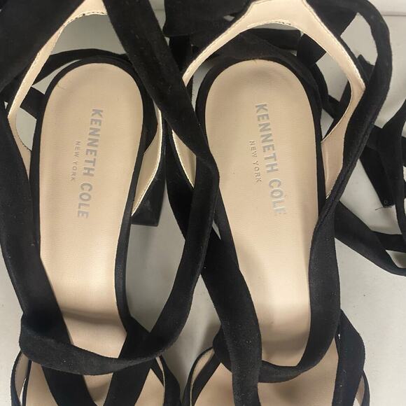 NEW Kenneth Cole Victoria Dressy Open Toe Strappy Black Suede Heel Sandals 10 - Picture 4 of 16